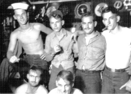 Black gang, BACK ROW (L&rarr;R) J. Krachey, R. Paulsen, W. Pankiewiz, B. Gregory.<br>FRONT ROW (L&rarr;R) A. Strobbe, D. Deane.