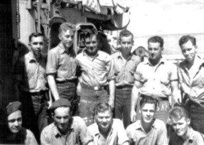 Black gang.<br>BACK ROW (L&rarr;R) J. F. Richard, S. Sheldon, L. Northcutt, Bookout, J. Orietski, Bookout. FRONT ROW (L&rarr;R) [unknown], [unknown], [unknown], [unknown], [unknown].